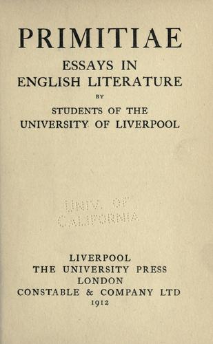 Cover for Primitiae