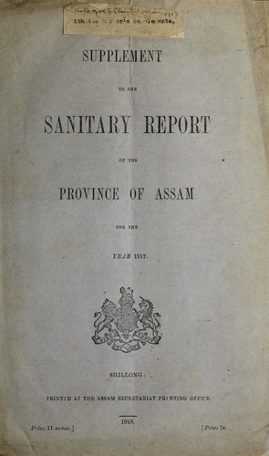 Cover for Supplement to the sanitary report of the Province of Assam