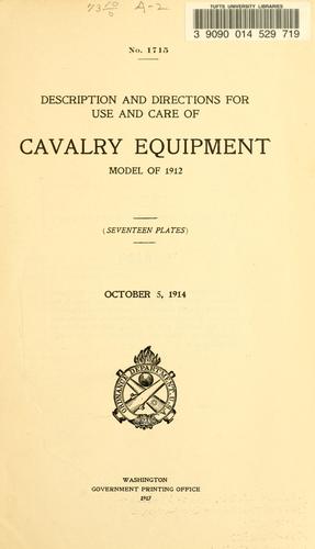 Cover for Description and directions for the use and care of cavalry equipment