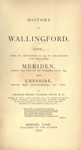 Cover for History of Wallingford, Conn.