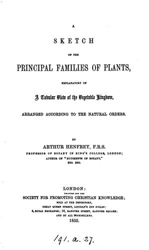 Cover for A sketch of the principal families of plants, explanatory of A tabular view of the vegetable ...