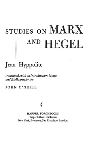 Cover for Studies on Marx and Hegel