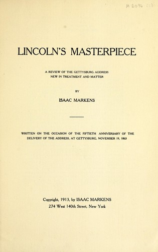 Cover for Lincoln's masterpiece