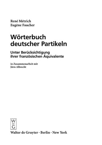 Cover for Wörterbuch deutscher Partikeln