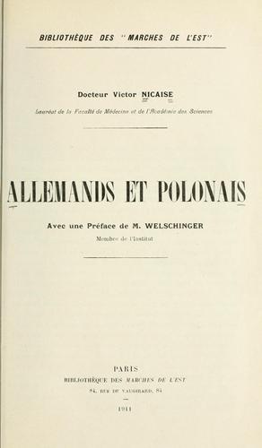 Cover for Allemands et Polonais