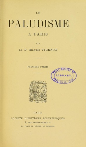 Cover for Le Paludisme ©  Paris