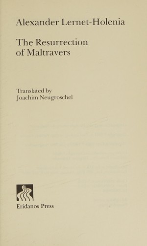 Cover for The Resurrection of Maltravers (Eridanos Press Library, No 12)
