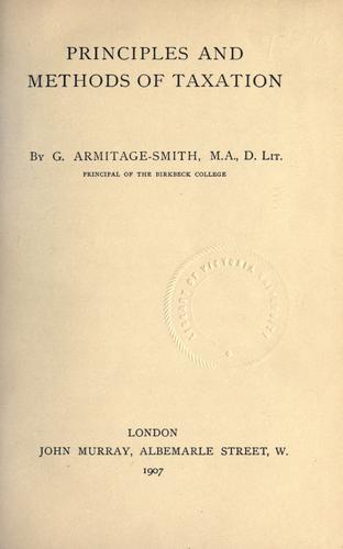 Cover for Principles and methods of taxation