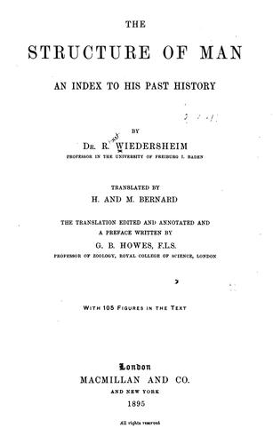 Cover for The structure of man an index to his past history