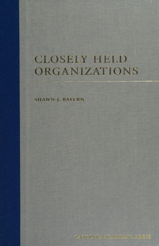 Cover for Closely held organizations