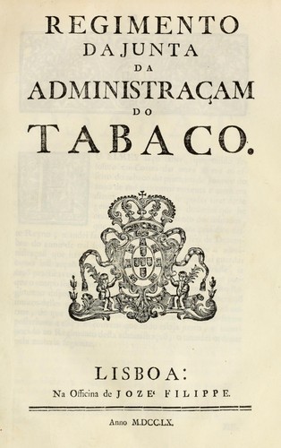 Cover for Regimento da Junta da Administraçam do Tabaco.