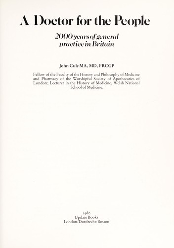 Cover for Doctor for the People