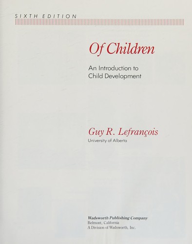 Cover for Of children