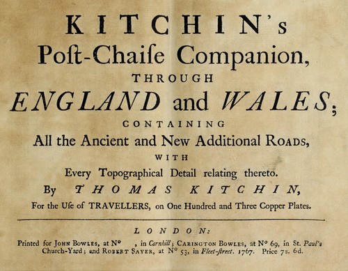Cover for Kitchin's post-chaise companion, through England and Wales