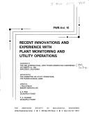 Cover for Recent innovations and experience with plant monitoring and utility operations