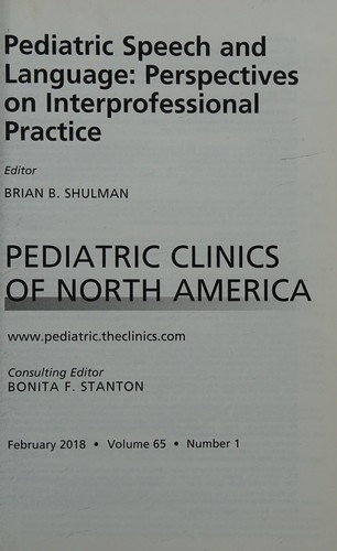 Cover for Pediatric Speech and Language