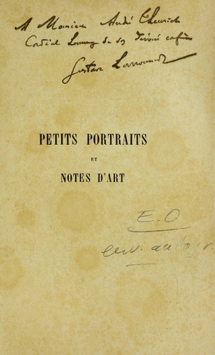 Cover for Petits portraits et notes d'art