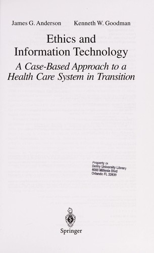 Cover for Ethics and information technology