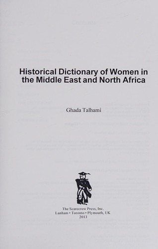 Cover for Historical dictionary of women in the Middle East and North Africa
