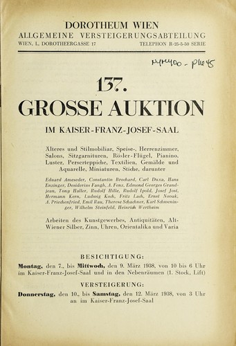 Cover for 137. Grosse Auktion im Kaiser-Franz-Josef-Saal