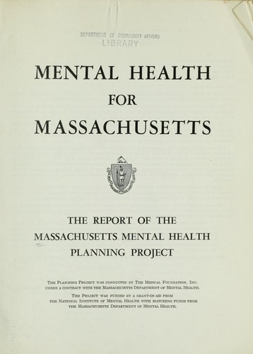 Cover for Mental health for Massachusetts