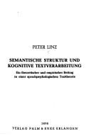 Cover for Semantische Struktur und kognitive Textverarbeitung