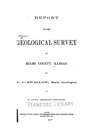 Cover for Report of the geological survey of Miami County, Kansas