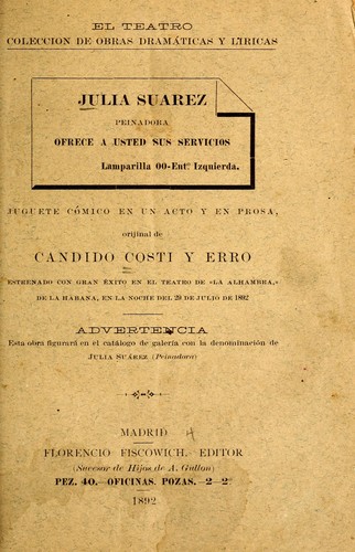Cover for Julia Suarez, peinadora, ofrece a usted sus servicios, Lamparilla, 00-Ent. Izquierda