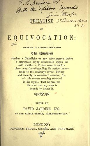 Cover for A Treatise of Equivocation.