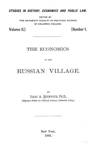 Cover for The economics of the Russian village