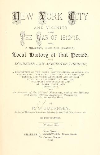 Cover for New York city and vicinity during the war of 1812-15