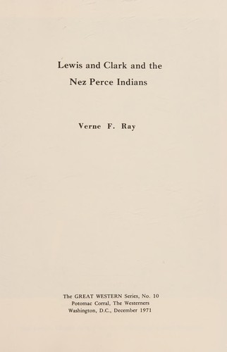 Cover for Lewis and Clark and the Nez Perce Indians