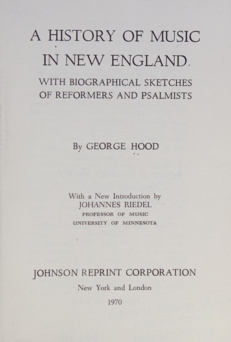 Cover for A history of music in New England