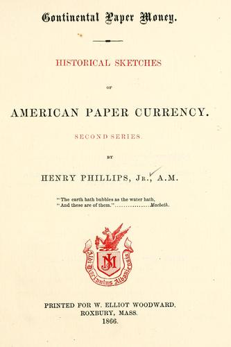 Cover for Historical sketches of the paper currency of the American colonies