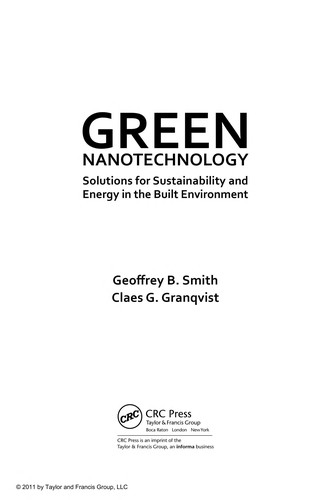 Cover for Green nanotechnology