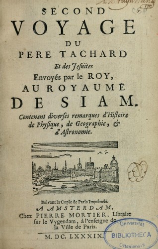 Cover for Second voyage du père Tachard et des Jésuites envoyez par le roy au royaume de Siam