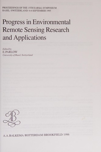 Cover for Progress in Environmental Remote Sensing