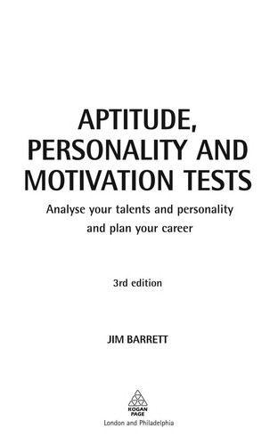 Cover for Aptitude, personality and motivation tests