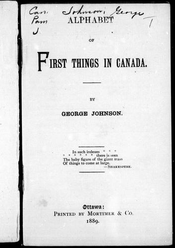 Cover for Alphabet of first things in Canada