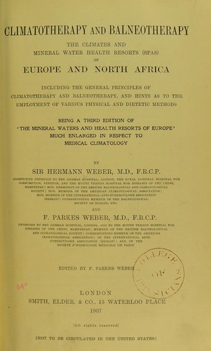 Cover for Climatotherapy and balneotherapy