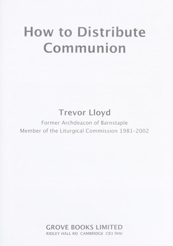 Cover for How to distribute communion