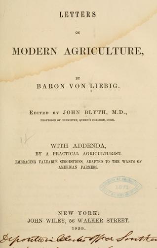 Cover for Letters on modern agriculture