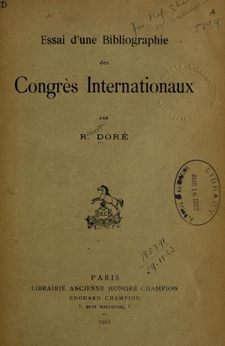 Cover for Essai d'une bibliographie des congrès internationaux