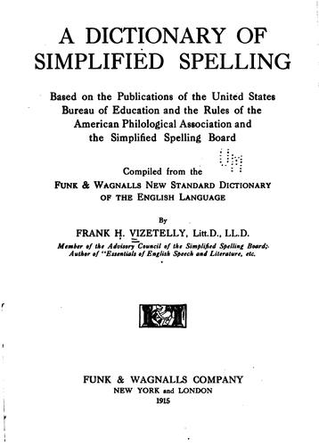 Cover for A Dictionary of Simplified Spelling