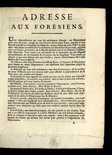 Cover for Adresse aux Fore siens