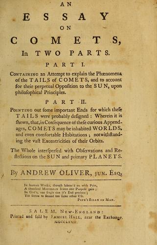 Cover for An essay on comets