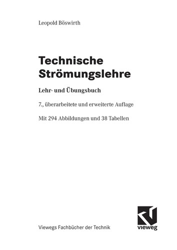 Cover for Technische Strömungslehre