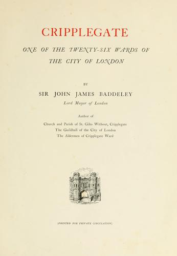 Cover for Cripplegate, one of the twenty-six wards of the city of London