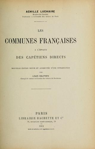 Cover for Les communes françaises à l'époque des Capétiens directs