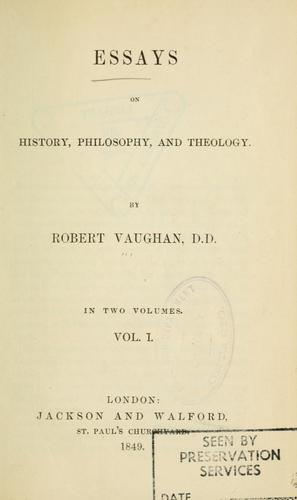 Cover for Essays on history, philosophy, and theology.
